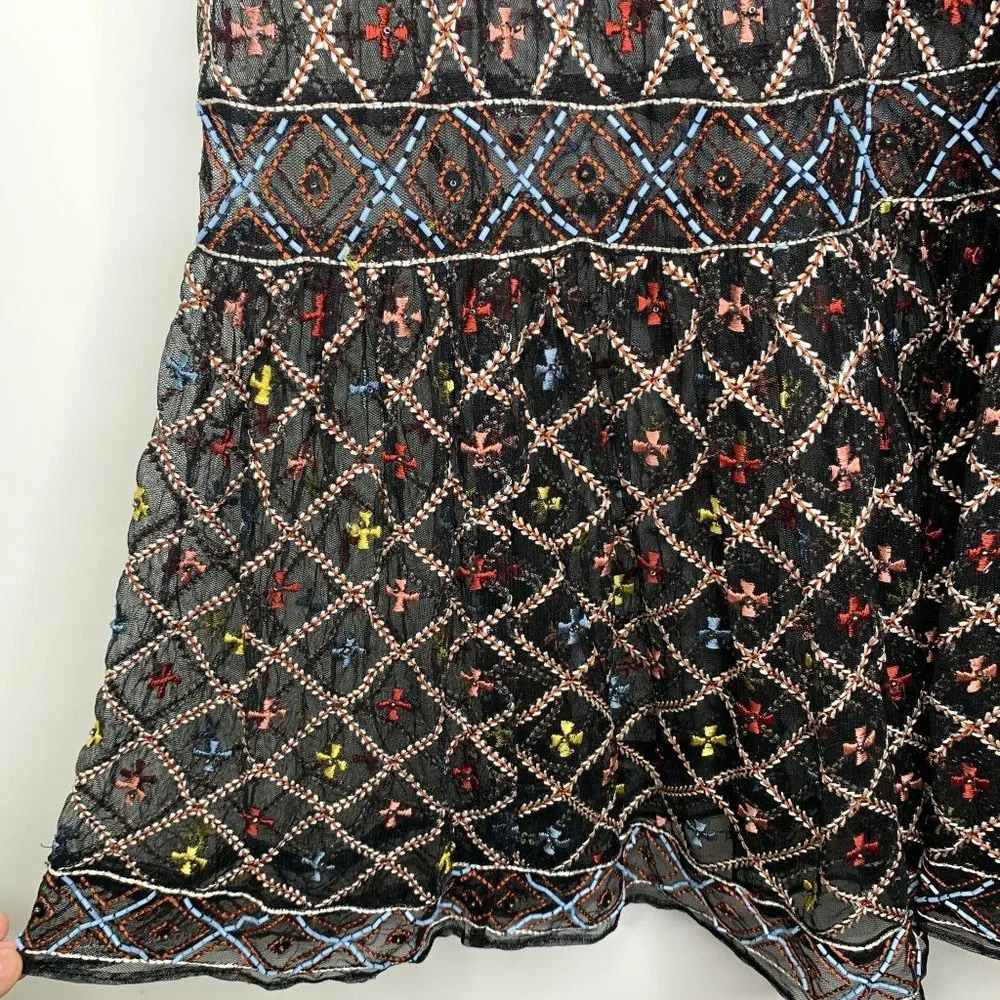 NWT TULAROSA Lexi Beaded Embroidered Black Sheer Maxi Skirt‎ Sz XXS - Picture 7 of 15